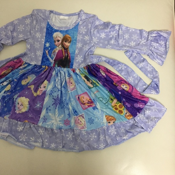 Frozen Elsa Anna long sleeve twirl dress - Picture 3 of 7